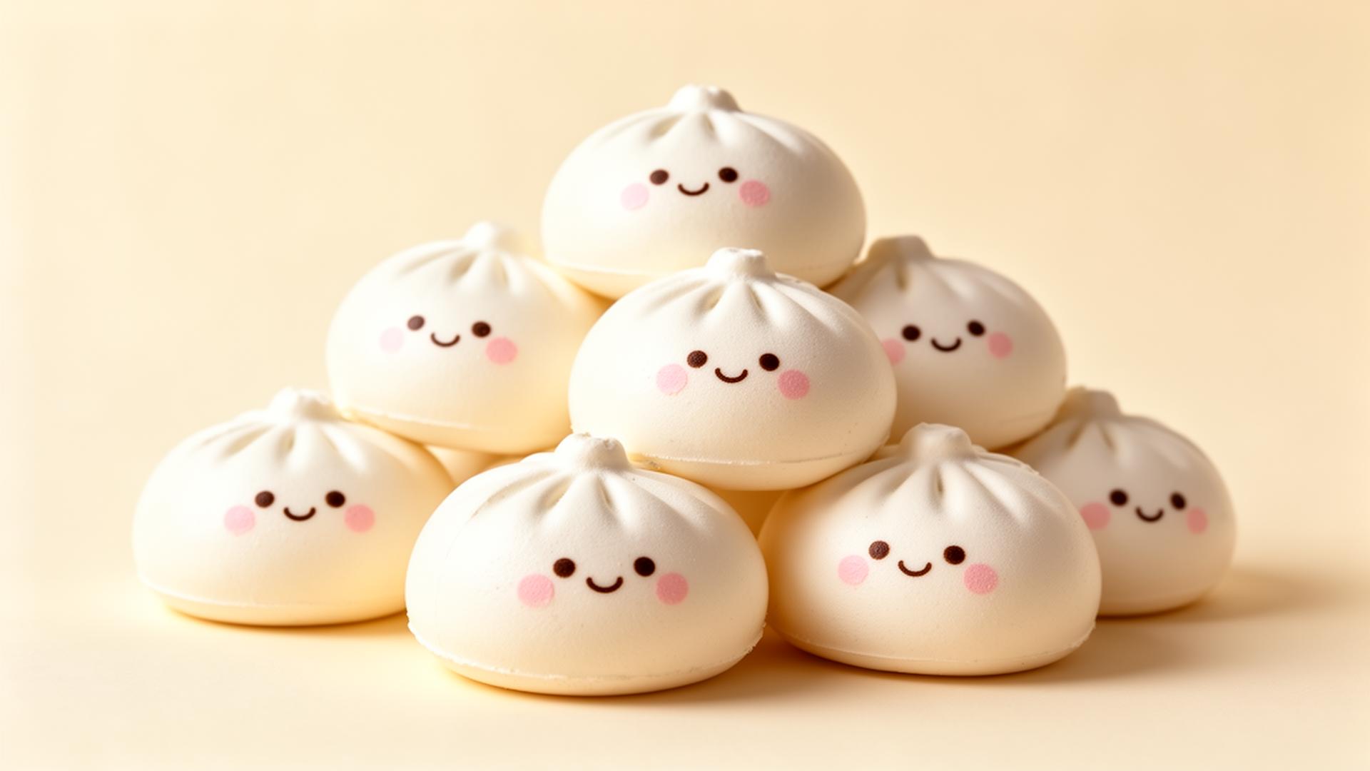 A pile of squishy squeeze bao buns